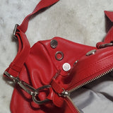 Calvin Klein Red Leather Studded Shoulder Hand Bag