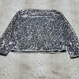 NWT BlendShe Sequined Leopard Print Clasped Front Cardigan Size M