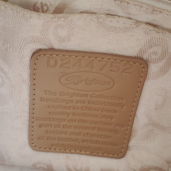 Brighton Collection Large Tan Latte Leather Shoulder Bag D244752 w Bag Charm