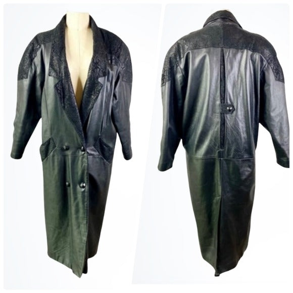 Vintage Global Identity G-III Long Double Breasted Leather Trench Coat Size S