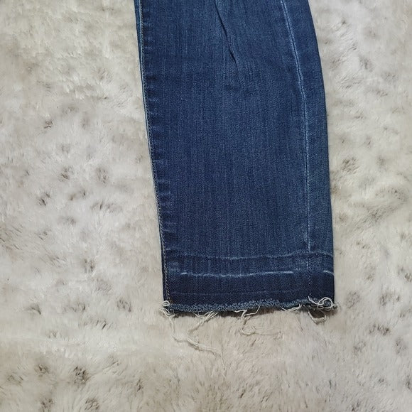 Liverpool The Crop Mid Rise Raw Hem Blue Ankle Jeans Size 6