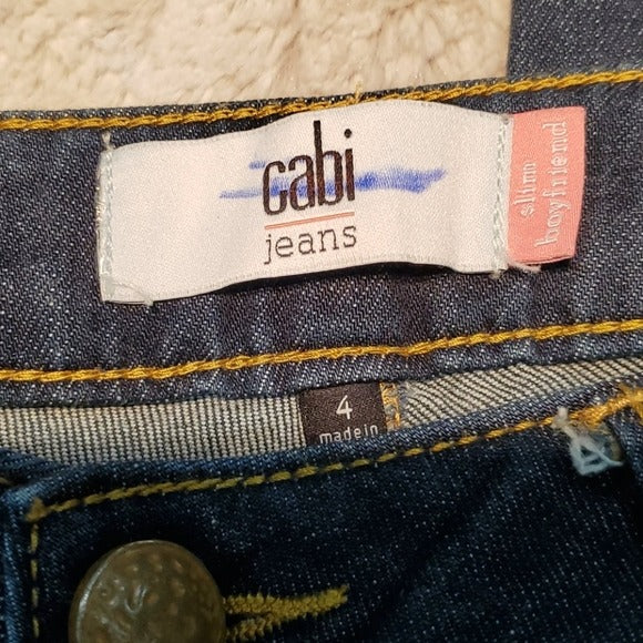 Cabi Slim Boyfriend Mid Rise Darker Wash Jeans Size 4