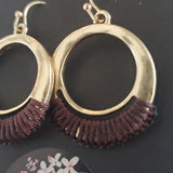 Boutique Vintage Brown and Gold Tone Circle Dangle Earrings