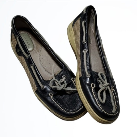 Sperry Top Sider Black and Grey Leather Loafer Size 7.5