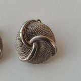Boutique Vintage Silver Tone Clip On Circle Earrings w Design