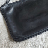 Vintage Coach Portfolio Carriage Clutch Black Leather Larger w Leather Pull
