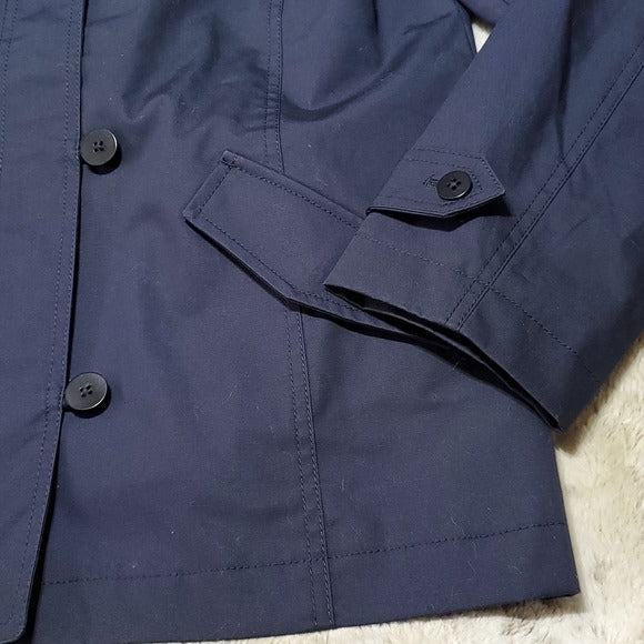 Talbots Navy Hooded Light Weight Trench Coat Spring Rain Coat Size M