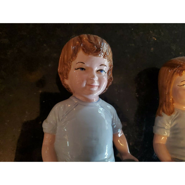 Matching Pair Boy Girl In Jeans Porcelain Figures Hand Painted
