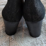 Franco Sarto Womens Yogi Black Suede Metallic Heel Ankle Boots Side Zip Size 7