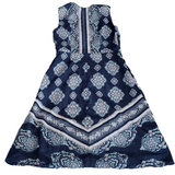 Ann Taylor Blue White Damask Paisley Print A Line Knee Length Dress Size 0 NWT