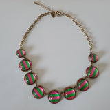 Candies Green and Pink Embellished Gold Tone Fashion Necklace