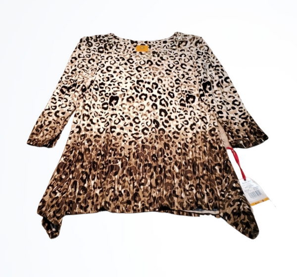 NWT Ruby Rd Must Haves Shark Bite Ombre Leopard Top Size S
