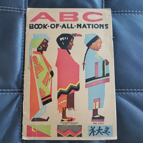 ABC BOOK OF ALL NATIONS~ Antique Oversized Color Lithograph Picture Book Culture