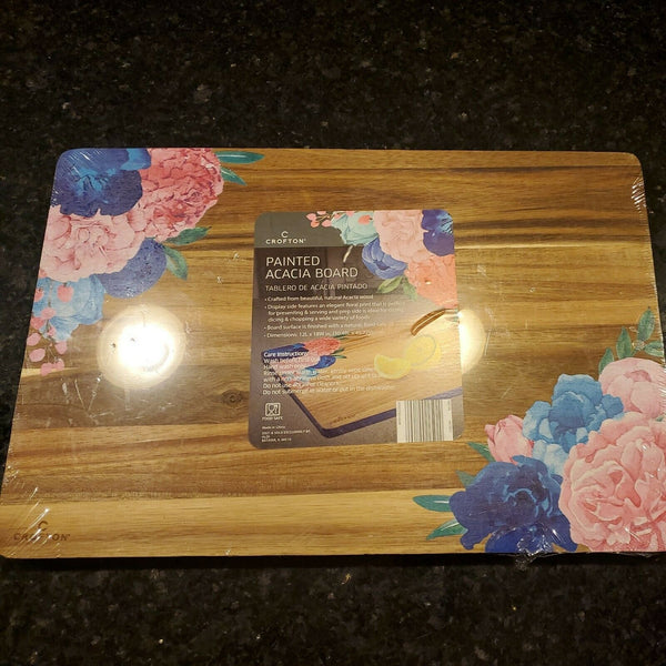Brown Painted Acacia Wood Cutting Board 12"x18" Kitchen Cookware New With Tags