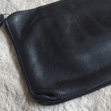 Vintage Coach Portfolio Carriage Clutch Black Leather Larger w Leather Pull