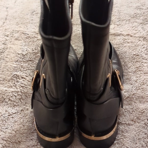 Vince Camuto Womens Wethima Mid-Calf Black Leather Heeled Boots Size 7.5M US