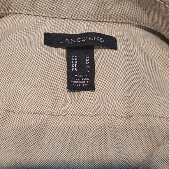 Lands' End Crisp Dark Beige Button Down Shirt Size M