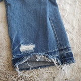 American Eagle Very Distressed Tom Girl Mid Rise Raw Hem Blue Jeans Size 2