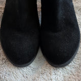 Franco Sarto Womens Yogi Black Suede Metallic Heel Ankle Boots Side Zip Size 7