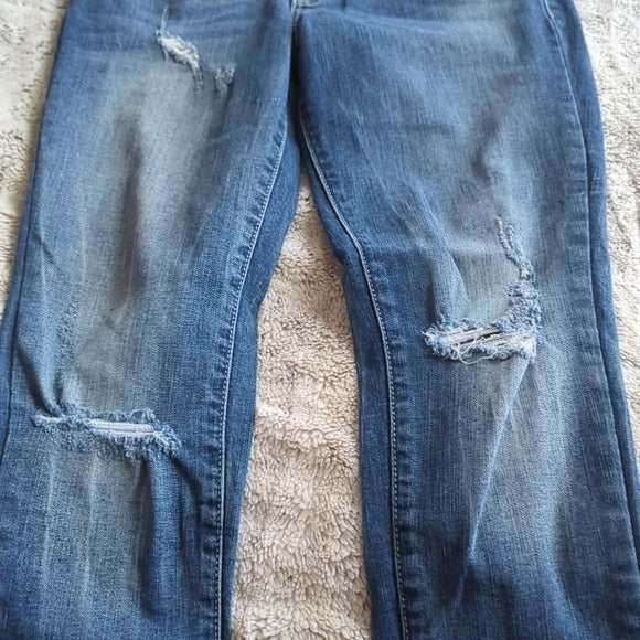 KanCan Distressed Mid Rise Skinny Denim Blue Jeans Size 25