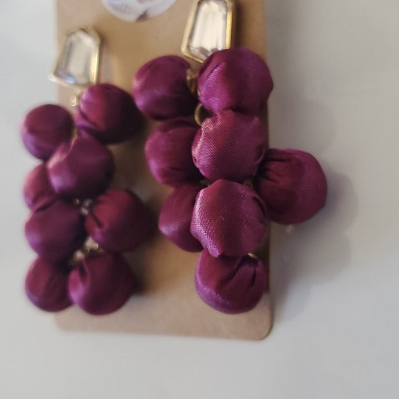 Boutique Vintage Fabric Grape Vine With Accent Earrings