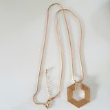 Boutique Gold Tone With Octagon Charm Rope Necklace