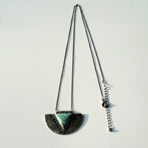 Boutique Longer Silver Tone Native American Inspired Pendant on Adjustable Chain