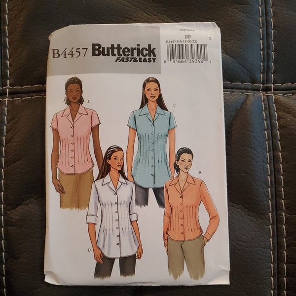 Butterick B4457 Misses Plus Size Shirt Tunic Blouse Top Sewing Pattern Sz 16-22