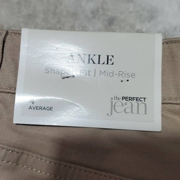 NWT Christopher & Banks Tan Stretchy Mid Rise Ankle Jeans Size 4