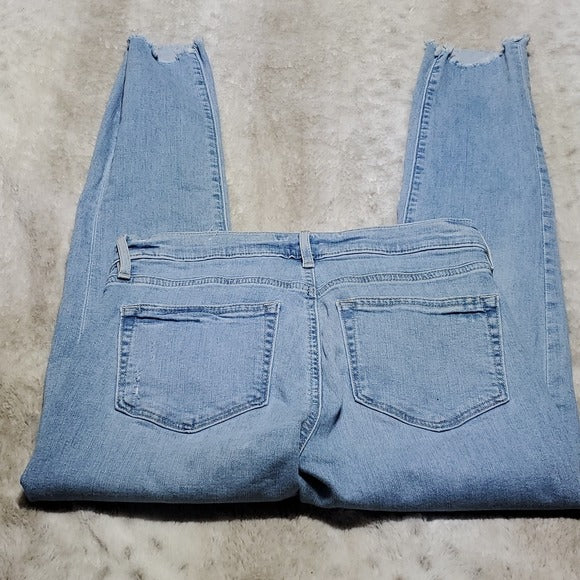 Ann Taylor LOFT Skinny Crop Blue Jeans Raw Hem Size 0