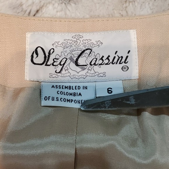 Oleg Cassini Vintage Long Cream 3 Button Blazer Size 6