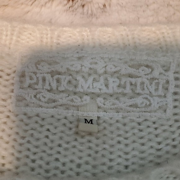 Pink Martini Beige Mohair Blend Floral Sweater Size M