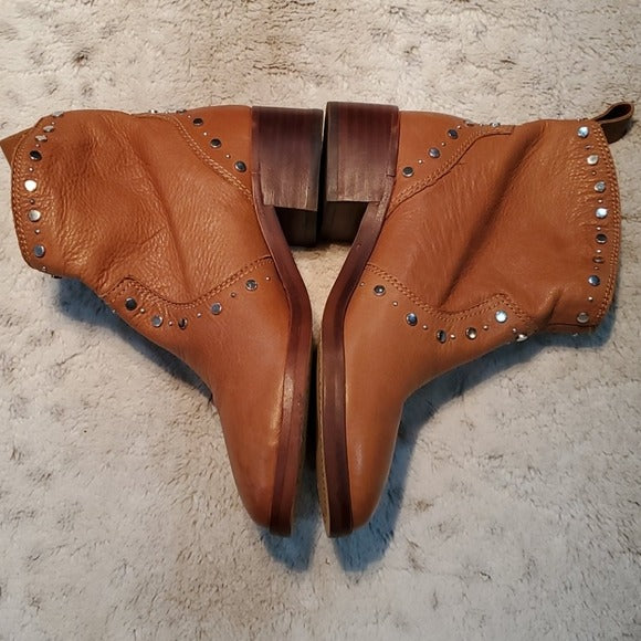 Dolce Vita Brown Leather Studded Boots Size 5.5