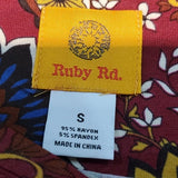 NWT Ruby Rd. Maroon Side Cinch 3/4 Sleeve Paisley Top