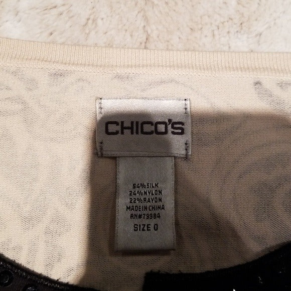 Chico's Black Silk Glitzy and Glam Cardigan Size XS