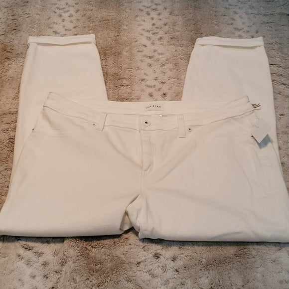 NWT Lila Ryan White Cuffed Skinny Crop Jeans Size 33