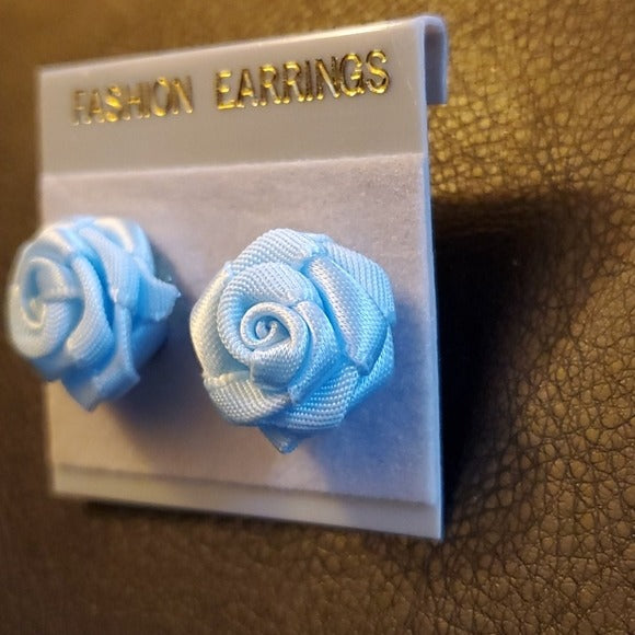 Boutique Light Blue Rose Fashion Earrings