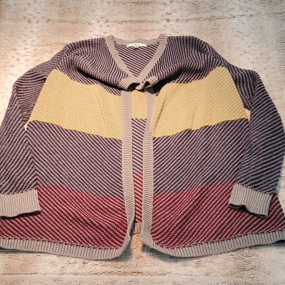 Cabi Waterfall Color Block Open Front Cardigan Size XS