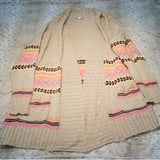 Eyeshadow Open Front Tan and Neon Cardigan Size M
