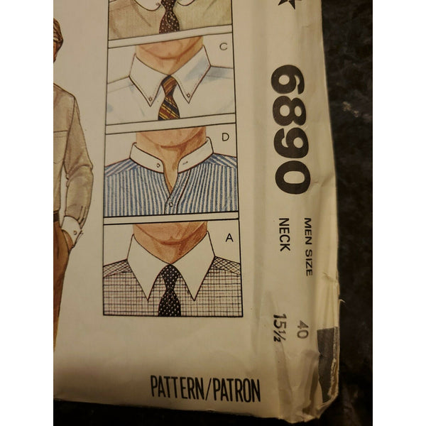 6890 McCall's Pattern FF Size 40 Neck 15 1/2 Men's Shirt