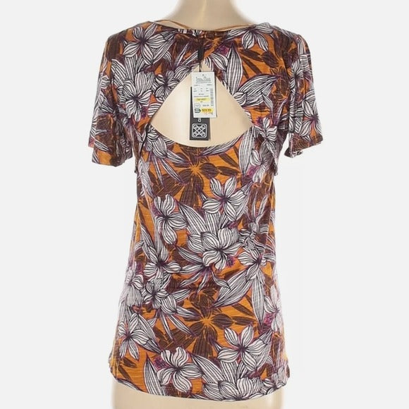 NWT Cable & Gauge Short Flutter Sleeve Open Back Tee Size S