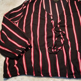 NWT OLM Criss Cross Gathered V Neck Striped Blouse