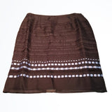 Prague 100% Silk Lined Eyelet Longer Pencil Skirt Size 14