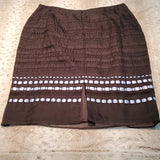 Prague 100% Silk Lined Eyelet Longer Pencil Skirt Size 14