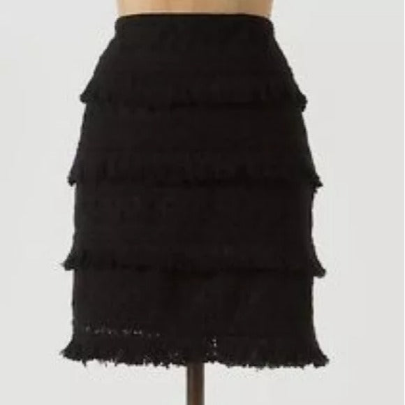 HD In Paris Black Tiered Fringe Shorter Skirt Size 6