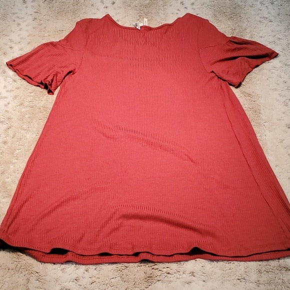 NWT Lime N Chili Dusty Red Long Short Sleeve Tunic Size S