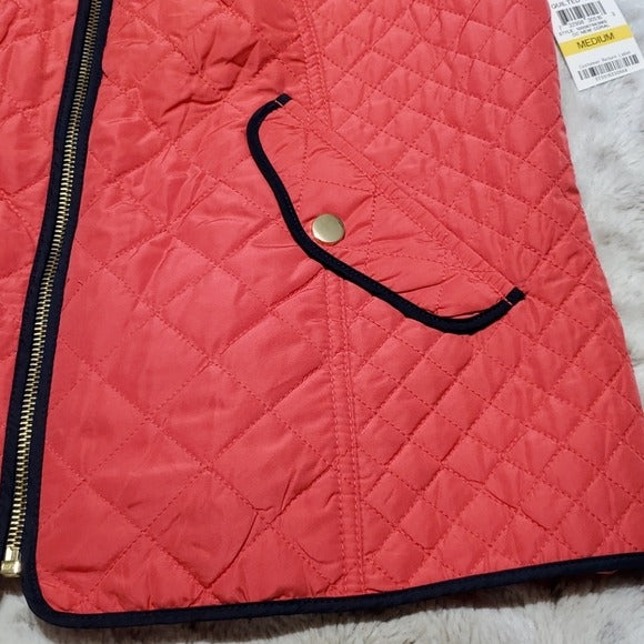 NWT Charter Club Red & Navy Light Quilted Vest Size M