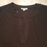 NWT Lily White Black Blouse w 3/4 Sleeves and Ties Size L