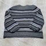 Ann Taylor LOFT Metallic Wool Blend Striped Sweater Gathered Sleeves Size M