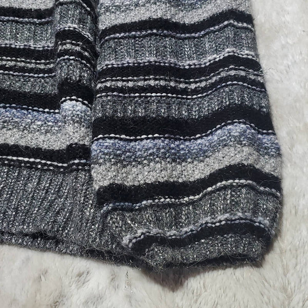 Ann Taylor LOFT Metallic Wool Blend Striped Sweater Gathered Sleeves Size M